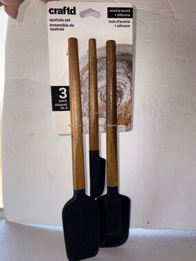 NWT - Craftd 3pc: Silicone Wooden Spatula Set